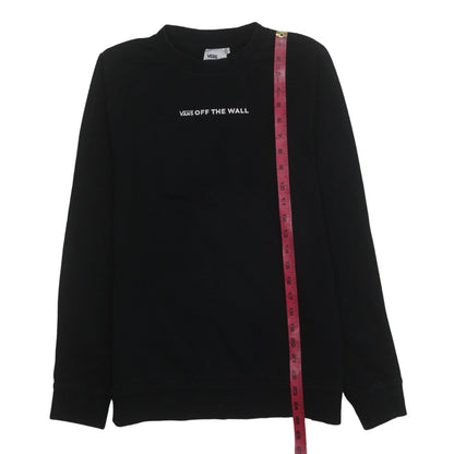 Vans Womens Black Small Pullover Sweatshirt Off The Wall Logo