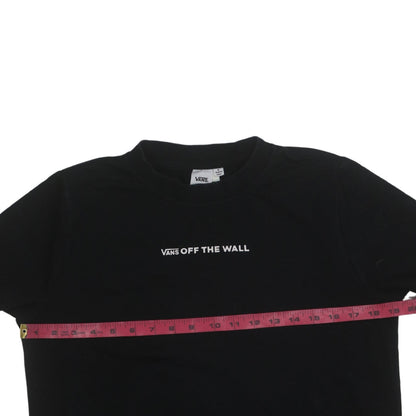 Vans Womens Black Small Pullover Sweatshirt Off The Wall Logo