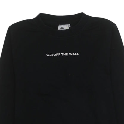Vans Womens Black Small Pullover Sweatshirt Off The Wall Logo