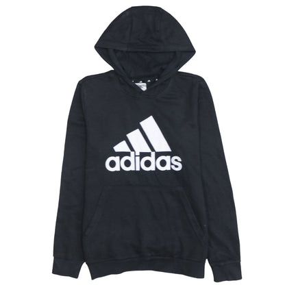 Adidas Boys Black Pullover Hoodie 13-14 Years Cotton Blend Logo Print