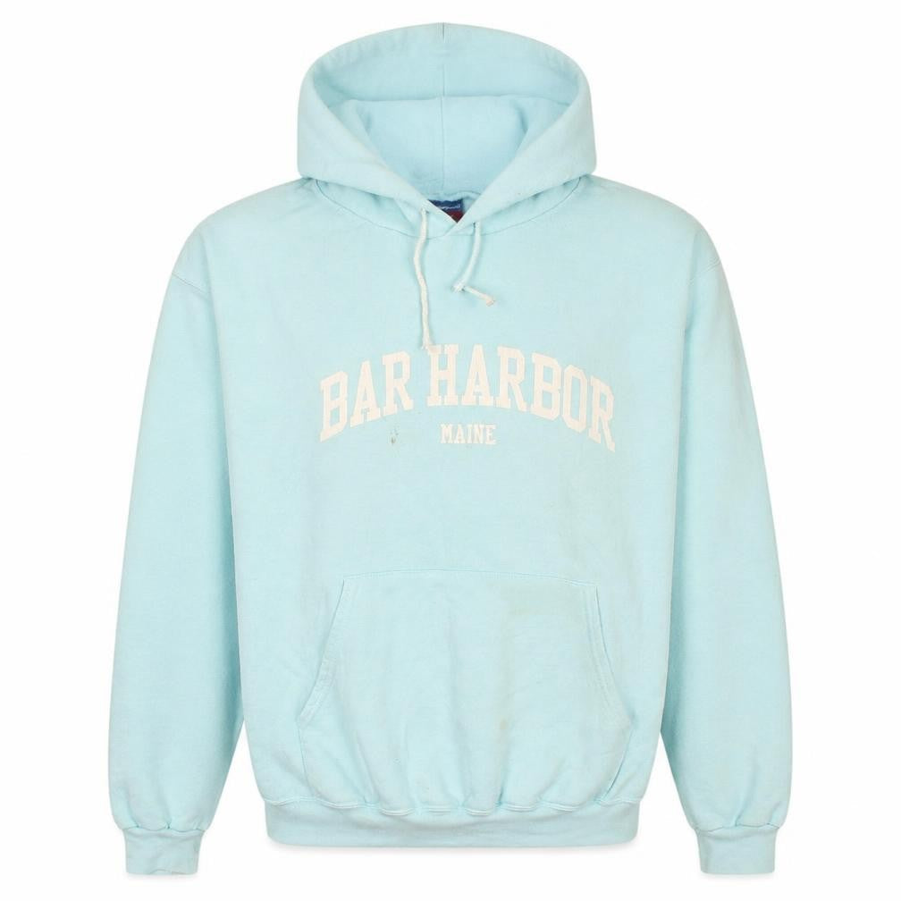 Champion Men's Blue Pullover Hoodie L Bar Harbor Maine Graphic