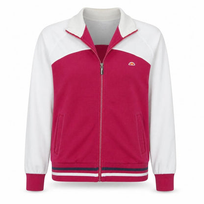 Ellesse Womens Pink White Bomber Jacket M Full Zip Retro Sports Style