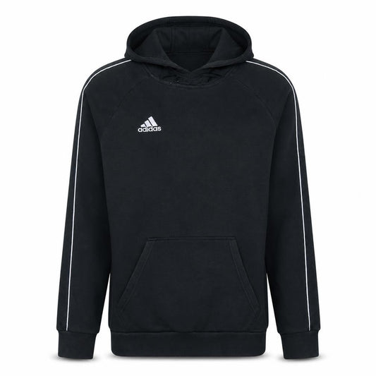 Front view of Adidas Men's Black Pullover Hoodie Small Logo Sportswear