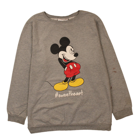 Front view of Disney unisex grey mickey mouse crew neck sweatshirt m