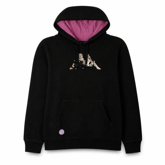 Kappa Womens Black XL Sequin Logo Pullover Hoodie