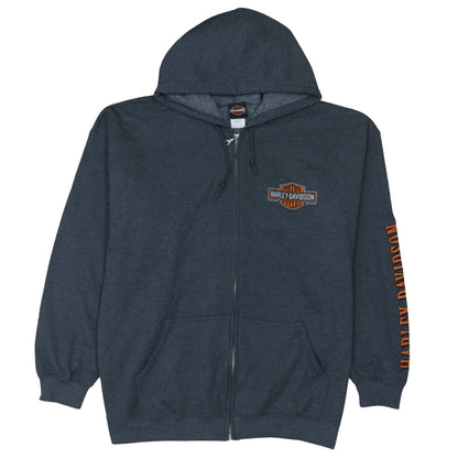 Harley-Davidson Men’s Blue 2XL Full Zip Fleece Hoodie Edinburgh