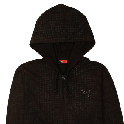 Puma Women Black Full Zip Hoodie Size 14 Graphic Print Cotton Blend