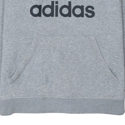 Adidas Men's Grey Pullover Hoodie L Sports Logo Fleece