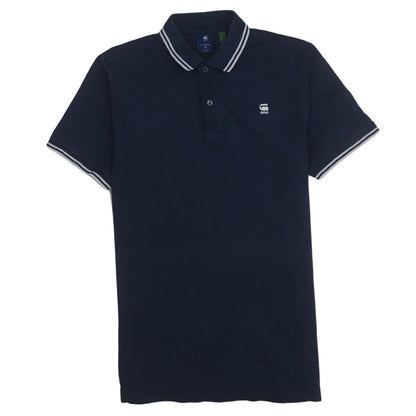 G-Star RAW Men's Blue Dunda Slim Stripe Polo Shirt Size M