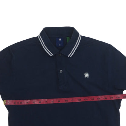 G-Star RAW Men's Blue Dunda Slim Stripe Polo Shirt Size M