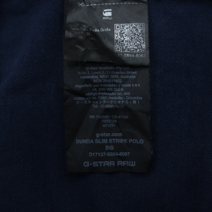 G-Star RAW Men's Blue Dunda Slim Stripe Polo Shirt Size M