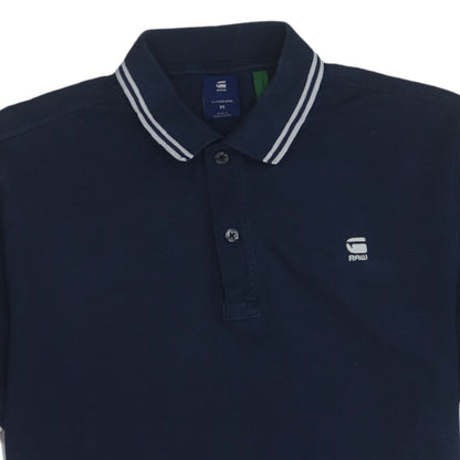 G-Star RAW Men's Blue Dunda Slim Stripe Polo Shirt Size M