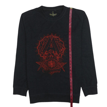 Never Be Famous Men's Black Graphic Pullover Sweatshirt M