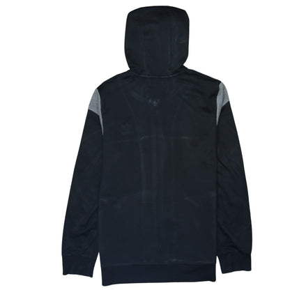 Adidas Boys Black Full Zip Hoodie 13-14 Years Grey Trim Hooded Sweatshirt