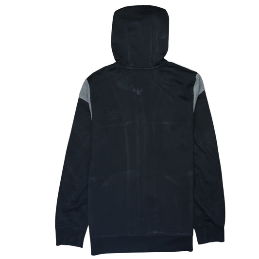 Adidas Boys Black Full Zip Hoodie 13-14 Years Grey Trim Hooded Sweatshirt