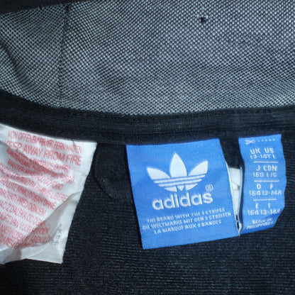 Adidas Boys Black Full Zip Hoodie 13-14 Years Grey Trim Hooded Sweatshirt