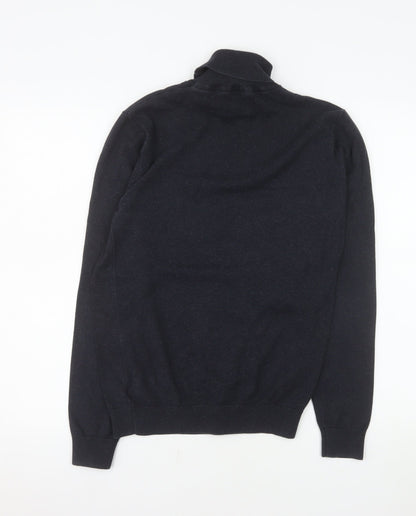 Next Men’s Black Roll Neck Cotton Blend Knit Jumper Size M
