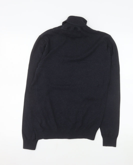 Next Men’s Black Roll Neck Cotton Blend Knit Jumper Size M
