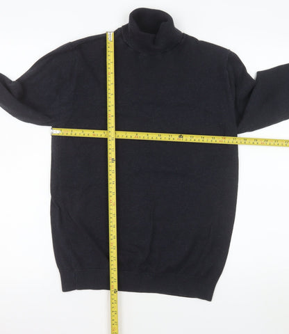 Next Men’s Black Roll Neck Cotton Blend Knit Jumper Size M