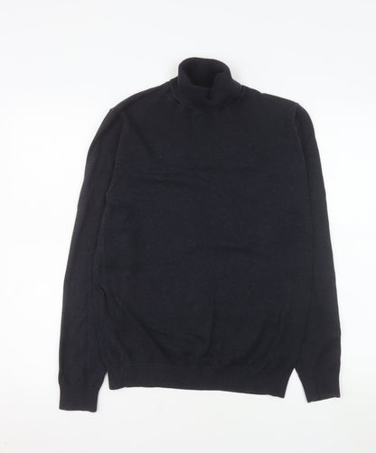 Next Men’s Black Roll Neck Cotton Blend Knit Jumper Size M