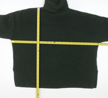 Monki Women’s Green Roll Neck Chunky Knit Relaxed Fit Jumper Size 12