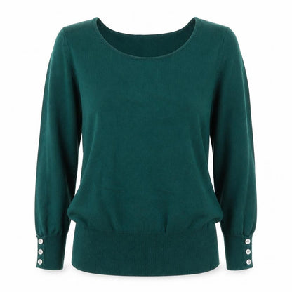 Next Women Green Knit Long Sleeve Button Detail Blouse Size 8
