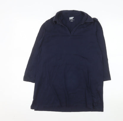 Lands' End Women's Blue Cotton Long Sleeve Tunic Blouse Size S