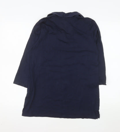 Lands' End Women's Blue Cotton Long Sleeve Tunic Blouse Size S