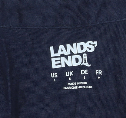 Lands' End Women's Blue Cotton Long Sleeve Tunic Blouse Size S