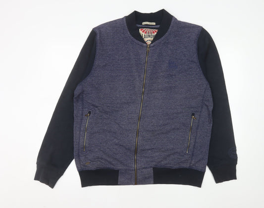 Tokyo Laundry Men's Blue Bomber Jacket L Cotton Blend Zip Casual
