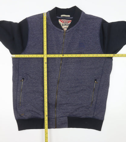 Tokyo Laundry Men's Blue Bomber Jacket L Cotton Blend Zip Casual