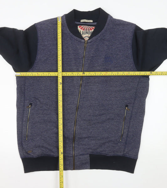 Tokyo Laundry Men's Blue Bomber Jacket L Cotton Blend Zip Casual