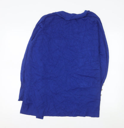 Monsoon Womens Blue Viscose Knit Long Sleeve Open Cardigan L