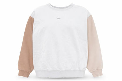 Nike Women’s Beige & White Colourblock Crew Neck Sweatshirt XL Loose Fit