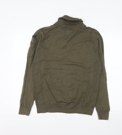 Next Men's Green Roll Neck Cotton Blend Pullover Jumper Size M