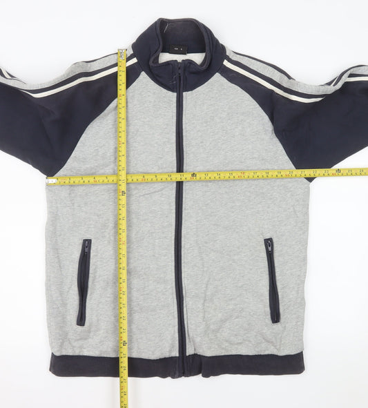 Next Men's Grey Cotton Full Zip Jacket Size L Casual Sportswear