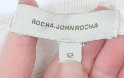 Rocha.John Rocha Women’s Ivory Cotton Long Sleeve Cardigan Size 12