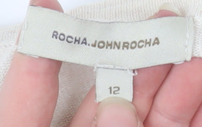 Rocha.John Rocha Women’s Ivory Cotton Long Sleeve Cardigan Size 12