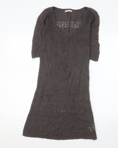 White Stuff Women Grey Size 8 Knit Knee Length Casual Dress