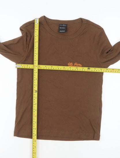 iets frans Women Brown Long Sleeve Cotton Crew Neck T-Shirt M