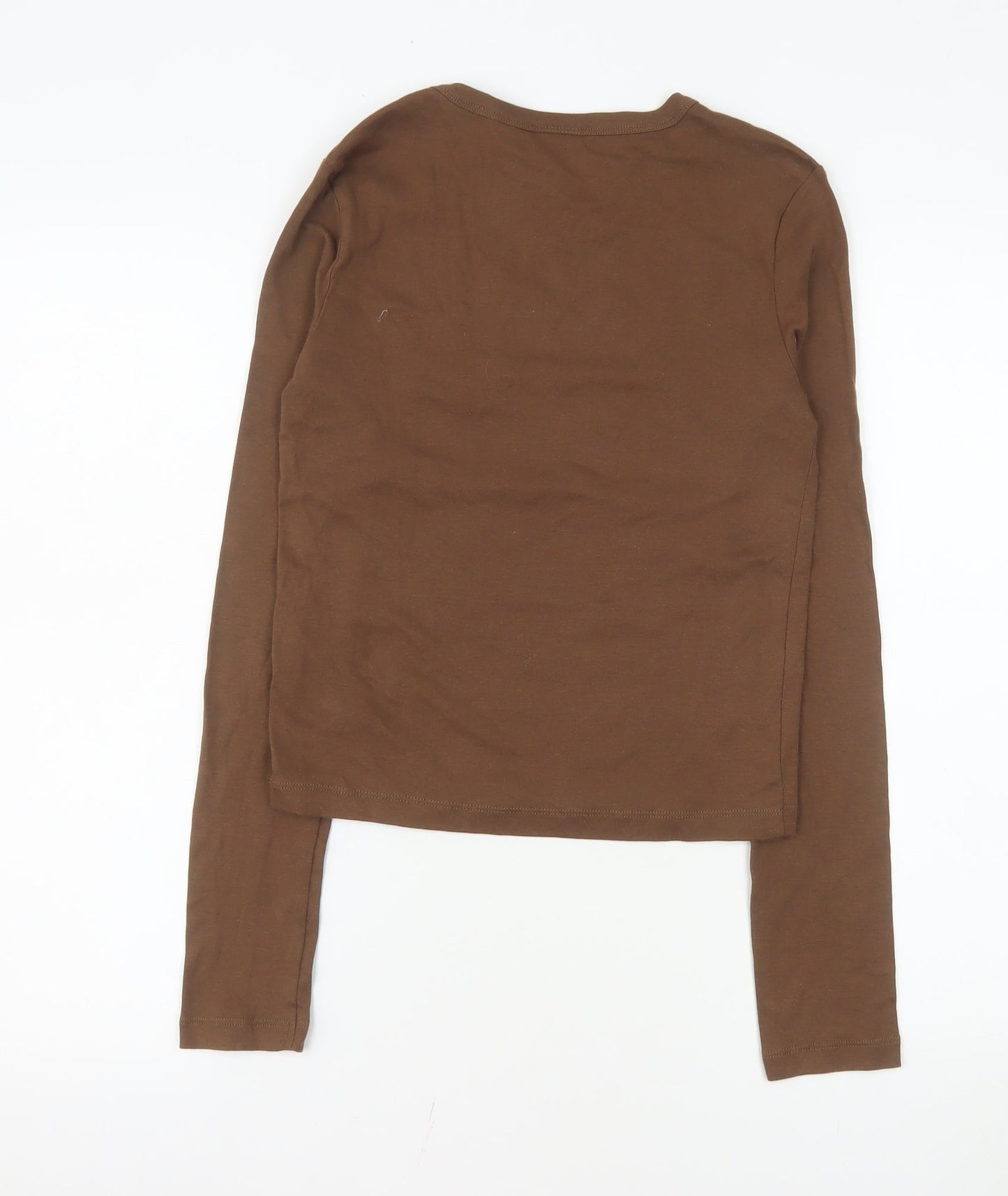 iets frans Women Brown Long Sleeve Cotton Crew Neck T-Shirt M