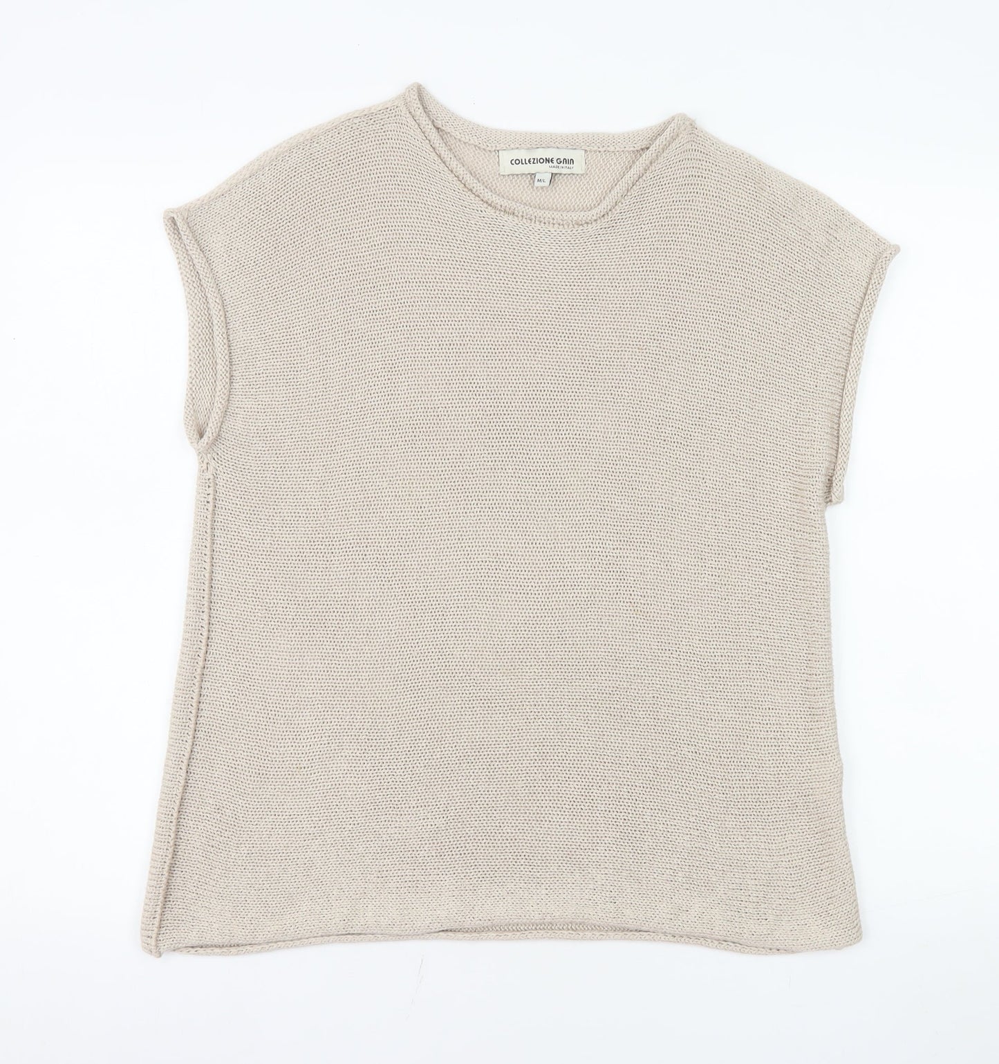 Collezione Gaia Womens Beige Acrylic Knit Sleeveless Top M/L