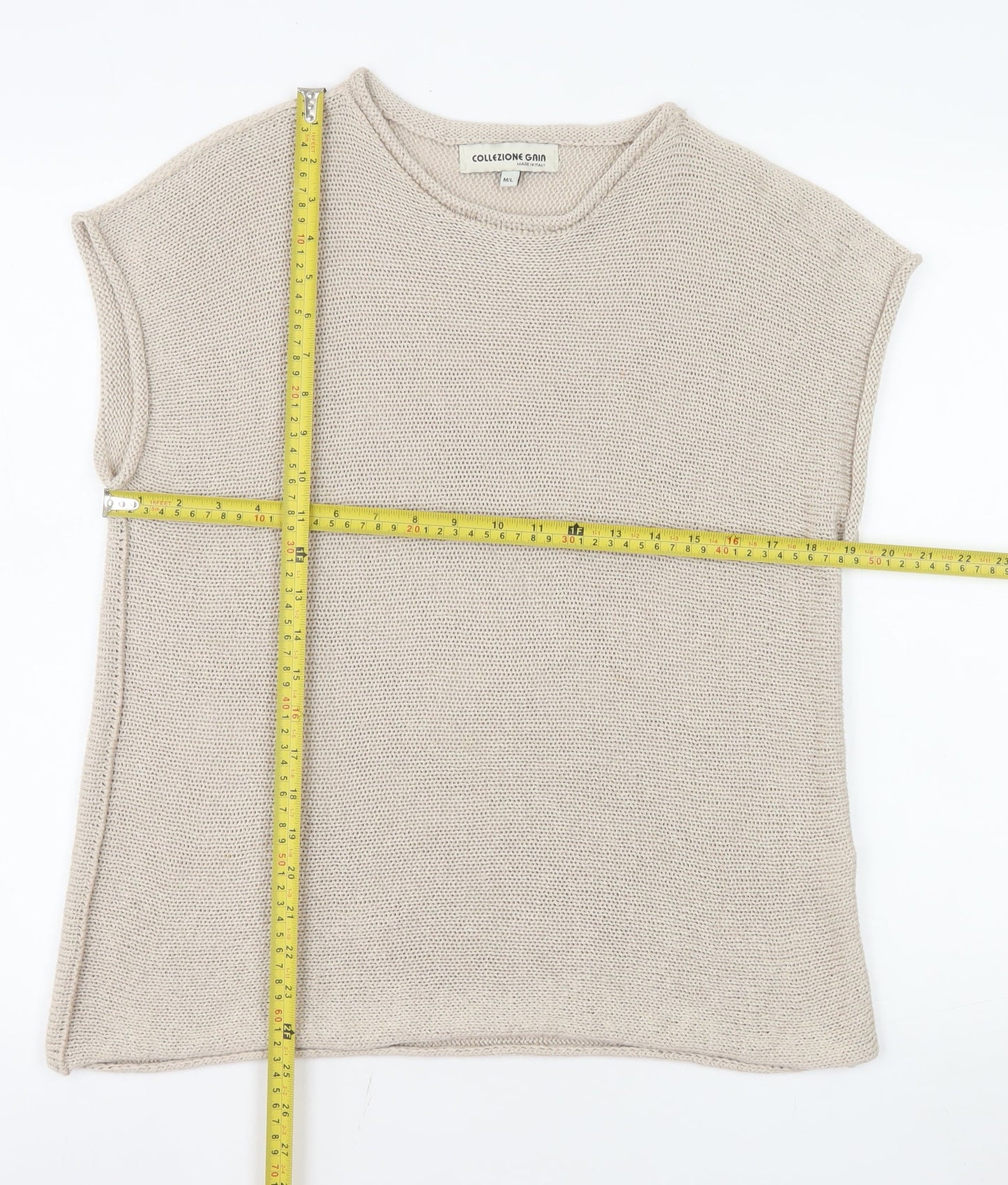 Collezione Gaia Womens Beige Acrylic Knit Sleeveless Top M/L