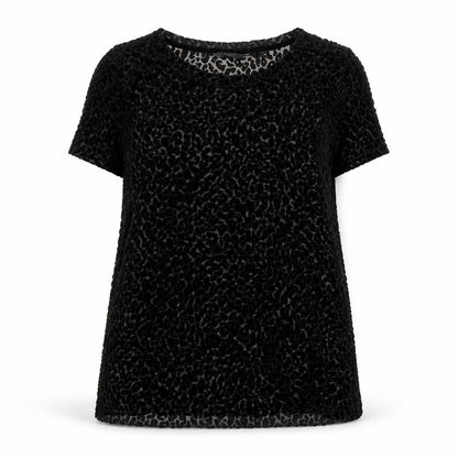 Next Womens Black Velvet Animal Print T-Shirt Size 16