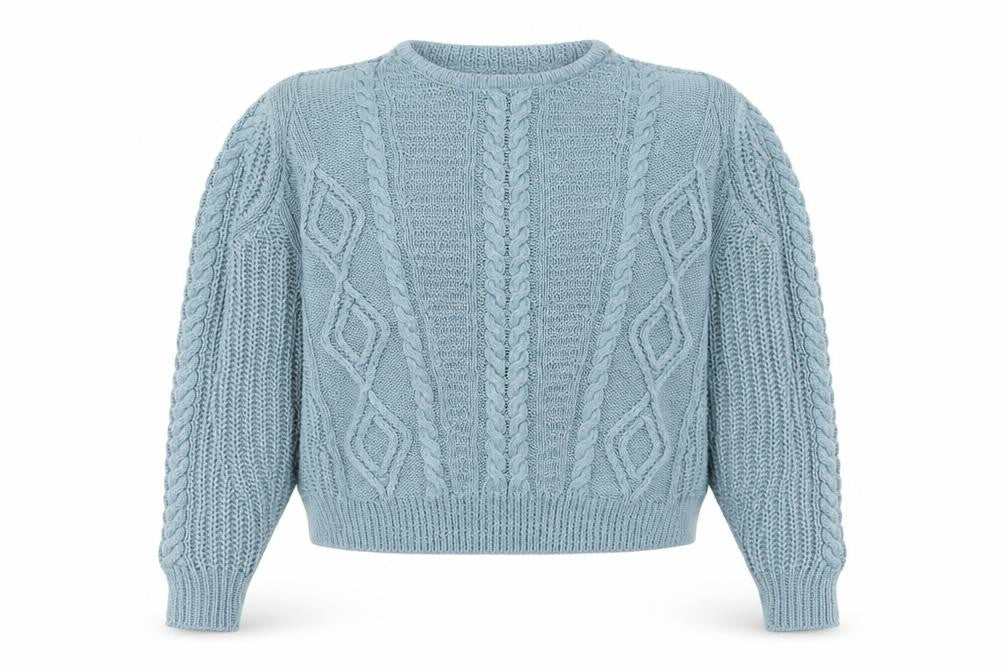 Pull & Bear Women's Blue Cable-Knit Acrylic Jumper Size S
