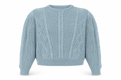 Pull & Bear Women's Blue Cable-Knit Acrylic Jumper Size S