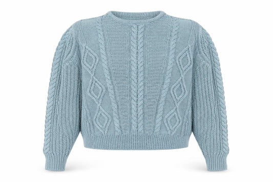 Pull & Bear Women's Blue Cable-Knit Acrylic Jumper Size S