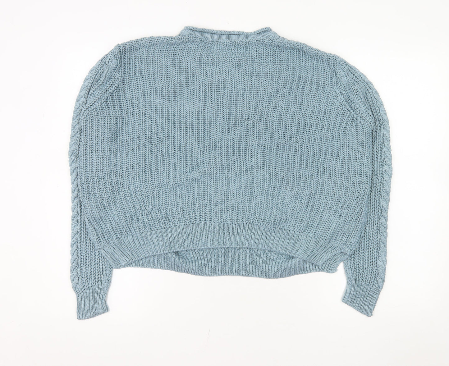 Pull & Bear Women's Blue Cable-Knit Acrylic Jumper Size S