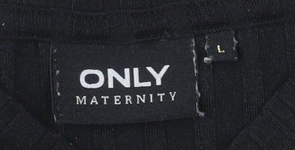 ONLY Maternity Black Mock Neck Long Sleeve Jersey Top Size L