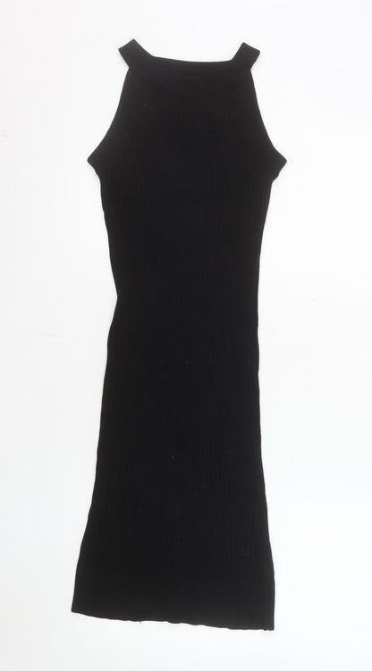 Brave Soul Women's Black Midi Bodycon Sleeveless Knit Dress M